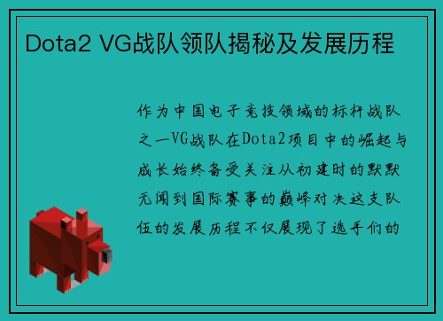 Dota2 VG战队领队揭秘及发展历程
